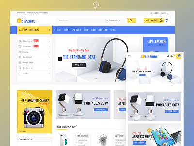 Elezone Electronic Mega Store clean design ecommerce design electronics store homepage interaction landing mega store morden product shop shopping typography unique design website