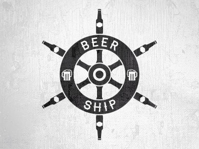 Beer Ship beer bottle haymaker logo mug ship texture typography wheel