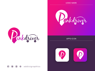 Logo Design for Female Taxi App addict graphics addictgraphics app brand brand identity branding design graphicdesign illustration logo logo design logodesign logoinspiration logos logotype typography uiux vector