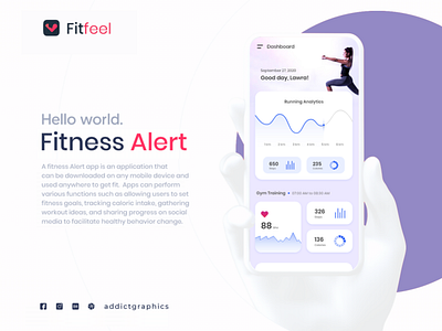 Fitness Alert Application addictgraphics app design fitness app graphicdesign logo mobile app design mobile ui ui ui ux user experience user interface ux web