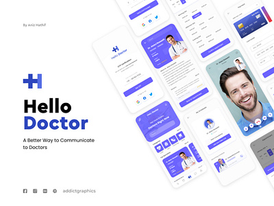 Hello Doctor - Mobile App addict graphics addictgraphics doctor app mobile app ui uiux user experience user interface ux vector