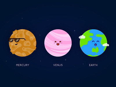 Planet Series - Mercury, Venus, Earth earth illustration mercury planet planets set solar space system universe vector venus