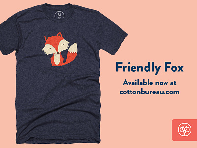 Friendly Fox is back! animal apparel cotton bureau cute design fox illustration shirt tee vector