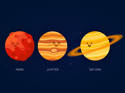 Planet Series - Mars, Jupiter, Saturn illustration jupiter mars planet planets red saturn solar space system universe vector