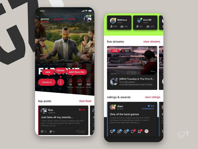 Community of Gamers App V2 app design gamer gustavo interface mobile product design sketch ui ux web