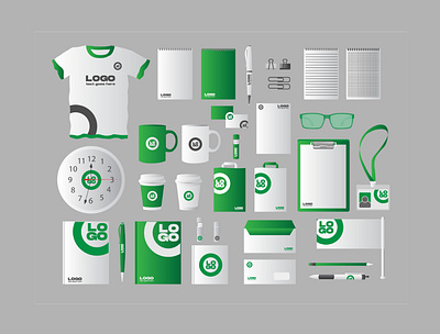 Business stationary kit set green business design stationary