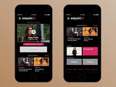 Video Site Design frontend mobile ui