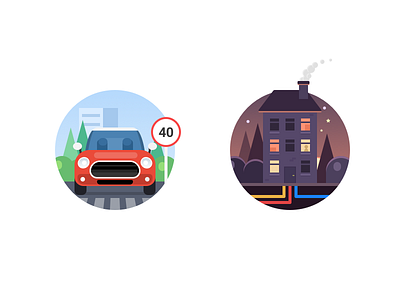 Widget illustrations car flat house icons illustration