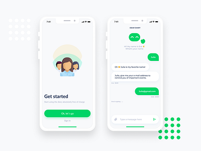 Sign Up. My diary app app bot chat dailyui mobile ui