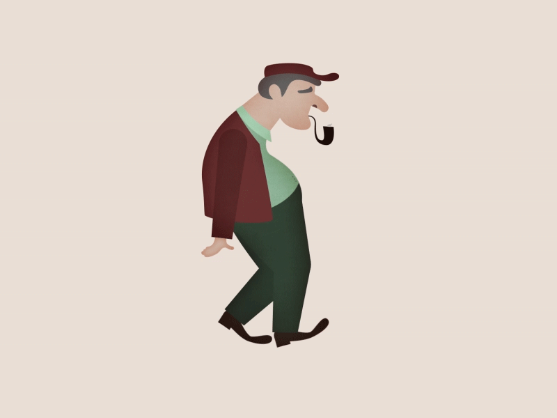 Grandpa design illustration smoke grandpa photoshop frame by frame character design character animation motion design 2d animation motion 12fps animation