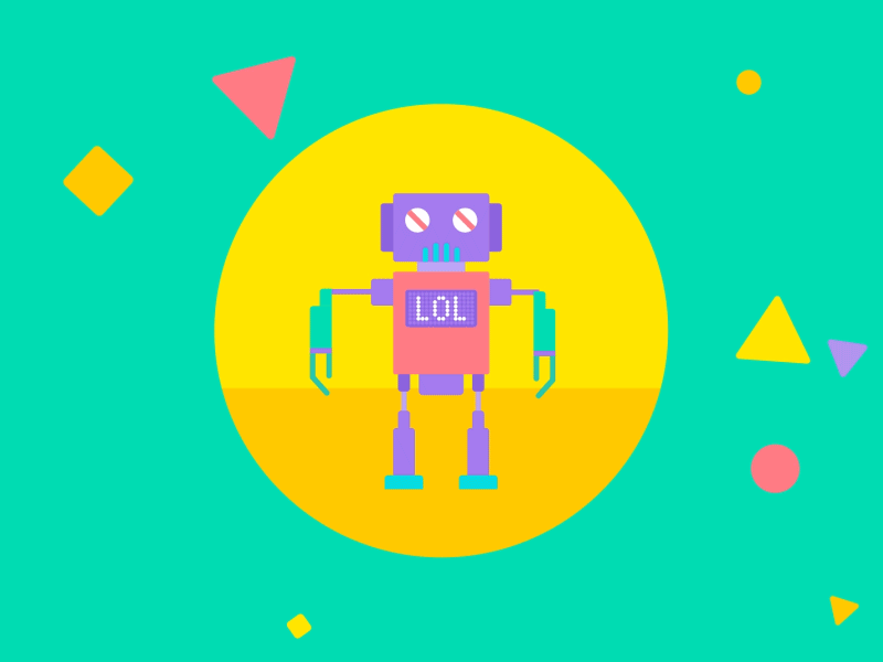 Robot 🤖 2d animation after effects animation characterdesign colorful dancing robot explainer explainer animation explainer video flat design gif lol loop newschool robot vector illustration