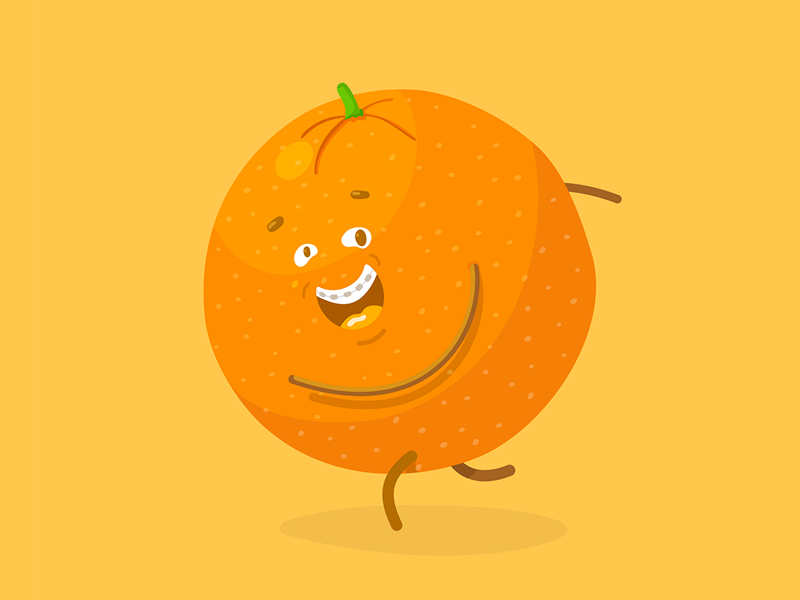 Orange an orange a day animation studio braces character design character illustration fruit fruit salad fun project illustration laugh orange personal project polarfux smile smiles vector vector illustration vienna vitamin