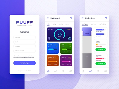 Vape Device App app design purple ui ux vape vaping