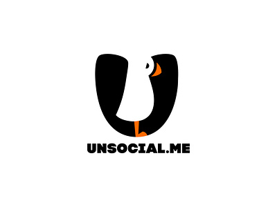 Unsocial.me logo design graphic design identity logo puffin u vector