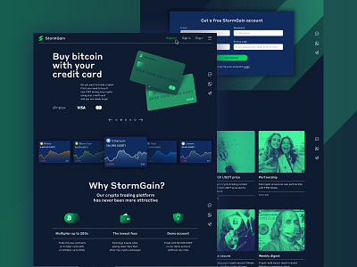 Crypto trading platform main page crypto design icons landing page ui web design website