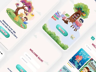 Bookidz - Mobile App for kids animation app app design app for kids behance book kids books colors creative design design dribbble funny design illustration kids kids app mobile app mobile app design ui ui ux ux