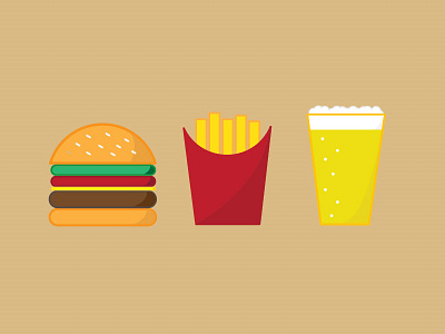 Combo Meal beer fast food food fries hamburger illustration
