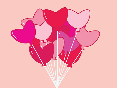 HEARTS balloons gift hearts illustration strings valentines day