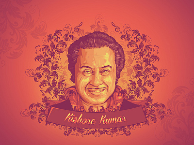 Legends of Bollywood - Kishore Kumar art asha bhosle bollywood colors illustration indian kishore lata mangeshkar music vector