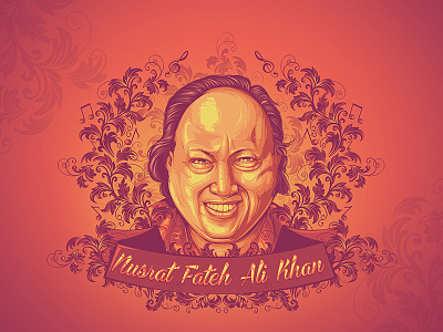 Legends of Bollywood - Nusrat Fateh Ali Khan art asha bhosle bollywood colors illustration indian kishore latamangeshkar music nusratfatehalikhan vector