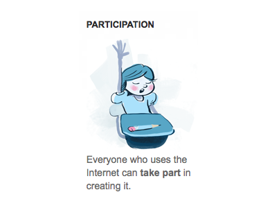 Mozilla Foundation - Participation desk illustration mozilla open participation school student web