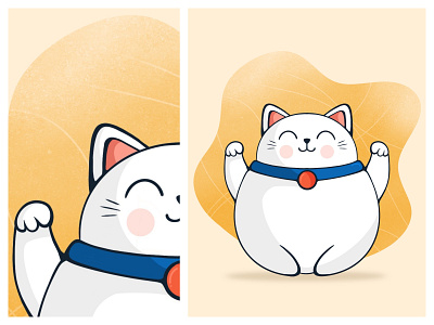 MANEKI NEKO 😺 cartoon cat flat illustration ipad