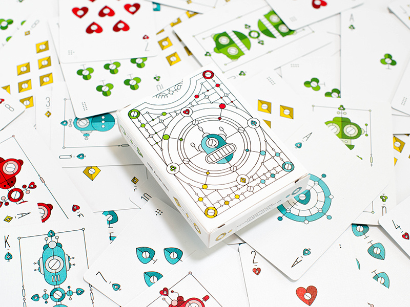 Robot Playing Cards damico tony illustration color robots playing cards