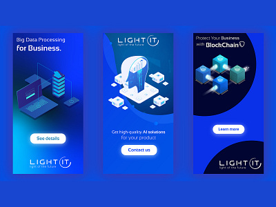 banners for IT company banner banners big data bigdata blockchain blue business creative design isometric isometry it light