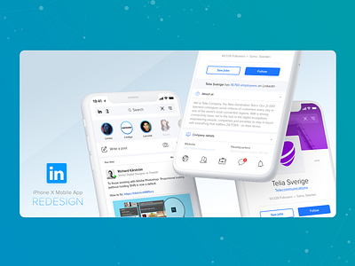 Redesign - LinkedIn - Mobile APP iOS adobe xd app daily daily 100 daily 100 challenge dailyui design ios iphonex linkedin portfolio redesign redesign concept ui ux ux ui ux design xd