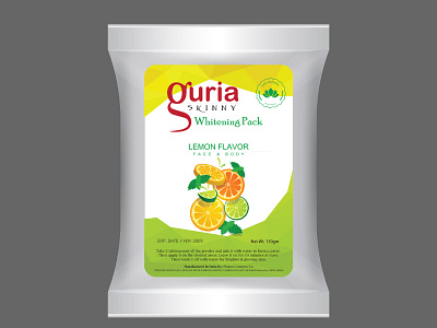 Guria Whitening Pack | Lemon Flavor branding cosmetic packaging design flat guria illustration illustrator logo typography