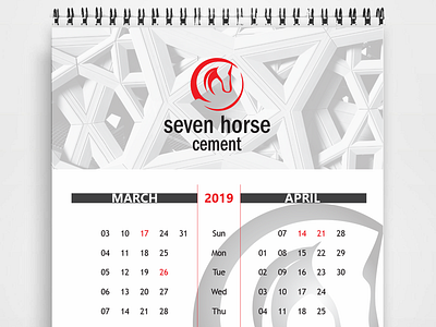 Seven Horse Cement - Wall Calendar 2019 branding design illustration illustrator photoshop seven horse cement typography