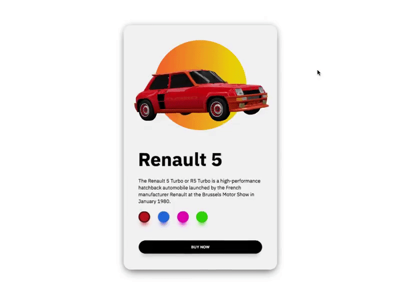 Renault 5 Shop Card - 3D Animation Experiment app design ui ux vanilla javascript web webshop