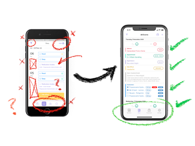 Helpilepsy App Redesign Sprint - Before and After android app ios mobile redesign ui ux