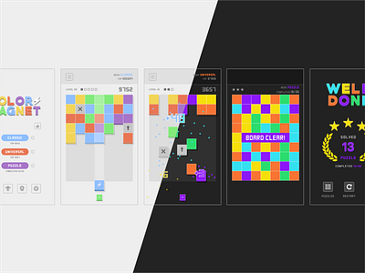 Color Magnet Mobile Game Design - All Screens android dark mode game game design ios mobile ui ux