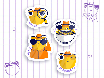 Sticker set - Inspector Frog design graphic design illustration