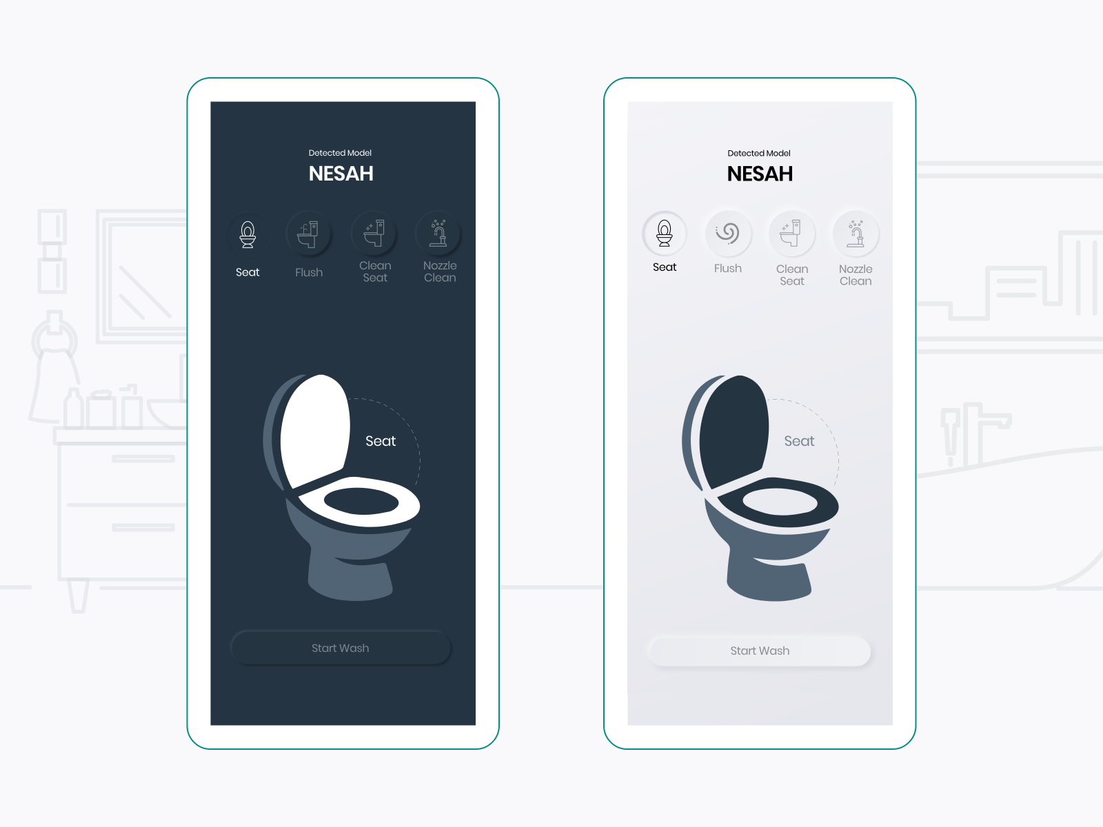 Smart Bathroom App Neumorphic UI by Divyani Bhuwalka on Dribbble