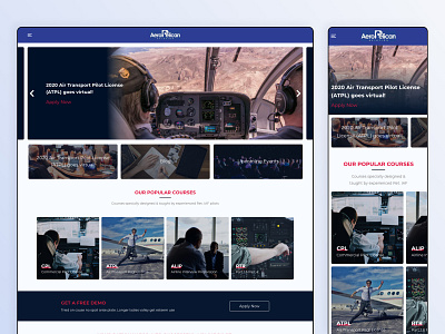 Pilot Training Website Design 2020trends airline airplane commercial pilot course homepage interface minimal pilot responsive training website website concept website design