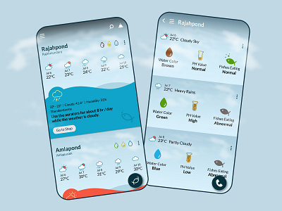 Mobile App for Fish Farmers aqua aquaculture customer care farmers farming fish fish culture fish farming fish tank fishes icon design infographic interaction design minimal pisciculture pond farming ponds weather