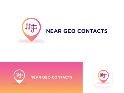 Near Geo Contacts | Logo Design app brand brand identity branding colours design flat geography gradient icon illustration infographic interaction design logo logodesign orange pink startup typography vector