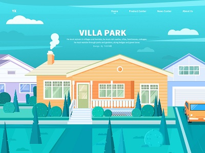 Villa Park botany car design house illustration lawn ui villa