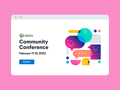 Elastic Community Conference 2022 branding community conference giveaways global illustration language swag