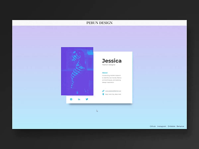 Interactive profile card web UI animated animation daily 100 challenge daily ui interactive ui ui design user interface design ux ux design web web design webdesign website website design