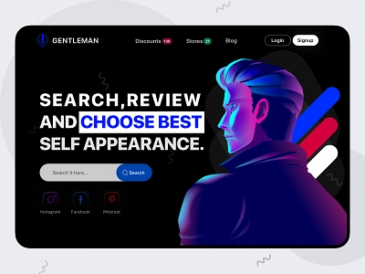 Gentleman Web Landing Page app art branding colourful design gentleman illustraion illustration landing landing design landing page landingpage mobile search shopping typography ui ux vector web