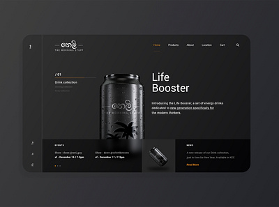 Energy drink Brand; Web animation beverage black black ui branding dark design energy drink graphic design home illustration landing page logo ui web youth