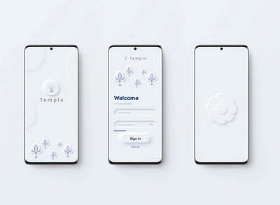 Temple App Ui / Soft ui illustrations app art design illustration log in mobile mural neumorphism phone sign in soft ui sri lanka traditional ui vector