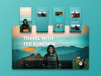 Travel | Brand | UI. Fan made blog branding design illustration landing page logo mountain tibet travel travel brand travel web ui ux web