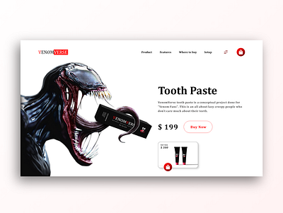 Conceptual Marvel Universe Project - Venom Toothpaste 3d art art direction branding design landing page logo marvel packaging tom hardy toothpaste ui ux venom visual visual identity web