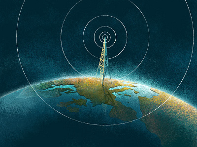 Radio Tower globe illustration radio transmission
