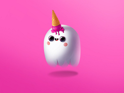 Hey! I'm a Unicorn 3d style character cute ghost icecream illustration pink unicorn unicorns