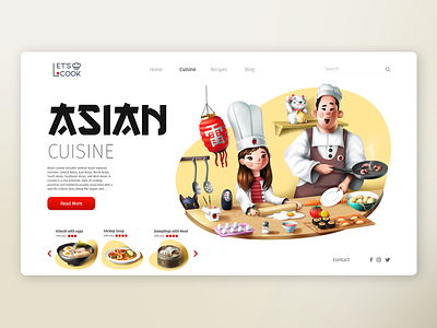 Let's Cook UI design & illustrations character clean clean design cooking cute illustration logo minimal simple ui ux web website